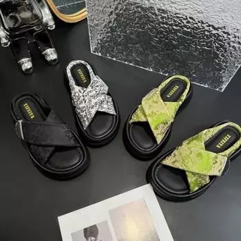 Летние новые женские тапочки с круглым носком на плоской подошве, нескользящие, женские модные сандалии, женская обувь для женщин, тапочки 35 бежевый