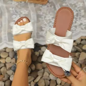 Летние новые женские тапочки с круглым носком и открытым носком, женская обувь, повседневные нескользящие пляжные сандалии, удобные плоские тапочки, шлепанцы для женщин 36