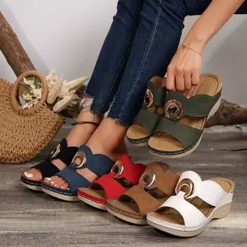 Летние новые женские туфли Car Line, легкие и простые, повседневные, с металлической пряжкой, тапочки большого размера для женщин 35 красный