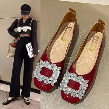 Летние новые женские туфли-одиночки с квадратной головкой и стразами на высоком каблуке, женские туфли на толстом каблуке для полных ног, широкие, большие размеры для женщин 35 бежевый