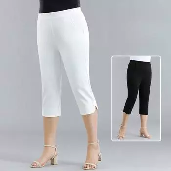 Летние облегающие повседневные брюки большого размера для женщин с эластичной талией в три дюйма 2XL белый