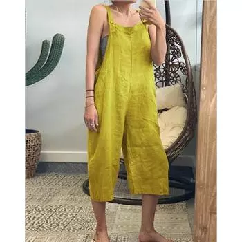 Летние однотонные хлопковые комбинезоны, повседневные комбинезоны с семью точками M серый