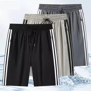 Летние однотонные мужские свободные брюки. Мужские пятидюймовые повседневные модные брюки для фитнеса. Удобные шорты для бега. Прохладные и прозрачные шорты. L чёрный
