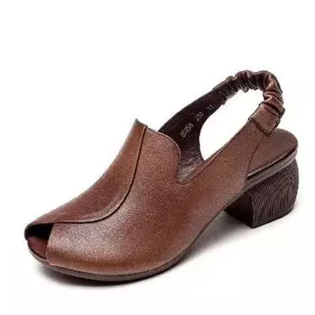 Летние однотонные сандалии на высоком каблуке для девочек, нескользящие и дышащие женские сандалии 35 чёрный