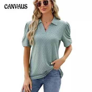Летние однотонные свободные футболки с v-образным вырезом и короткими рукавами для женщин S