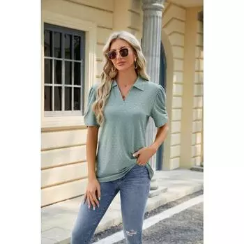 Летние однотонные свободные футболки с v-образным вырезом и короткими рукавами для женщин S