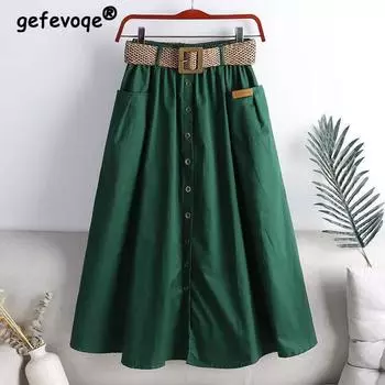 Летние однотонные свободные повседневные юбки с поясом, женские винтажные эстетичные шикарные вечерние платья, женская сексуальная женская одежда с высокой талией L белый