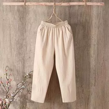 Летние офисные женские простые карманные однотонные прямые женские повседневные брюки с высокой талией XXXXL белый