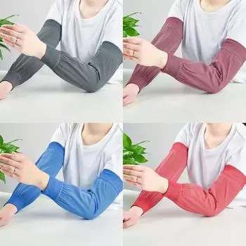 Летние охлаждающие рукава длинные перчатки защита от ультрафиолета теплее труда для приготовления пищи защитный чехол I6N3 Wine red-1pair