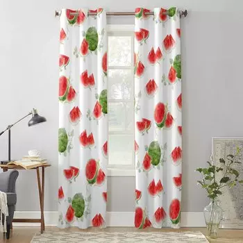 Летние оконные шторы с фруктами и арбузом для гостиной, роскошные занавески для спальни, кухонные шторы, шторы 135W x 60H(cm) x1