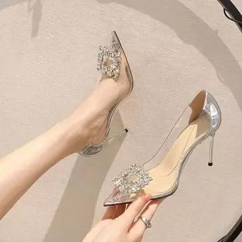 Летние острые женские ветровые сандалии со стразами и узлом-бабочкой, прозрачные женские босоножки на высоком каблуке, модная обувь 34 золотой