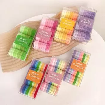 Летние освежающие градиентные цвета, бесшовные детские полотенца, резинки для волос для женщин, эластичные петли для волос, модные аксессуары для волос