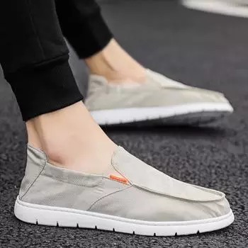 Летние парусиновые туфли, дышащие, новые, мужские, универсальные, плоские, повседневные туфли из ледяного шелка, ленивые, с одной педалью, старые, пекинские, тканевые туфли 39 серый