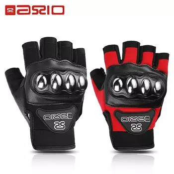Летние перчатки без пальцев для мотоциклистов, стальные защитные дышащие перчатки с половиной пальцев для мотоциклистов, для езды на мотоцикле по бездорожью, для велоспорта, мотоперчатки L чёрный