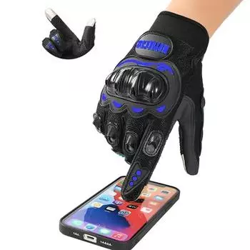 Летние перчатки для мотоциклистов, дышащие, с закрытыми пальцами, Guantes Luvas, защита для спорта на открытом воздухе, водонепроницаемые, аксессуары для гонок и верховой езды синий