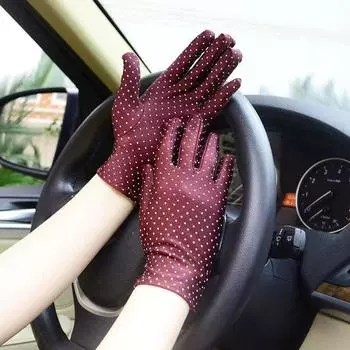 Летние перчатки с защитой от солнца, модные круглые эластичные варежки в горошек, высокое качество чёрный