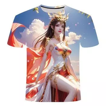 Летние персонализированные футболки с 3D-печатью для мужчин и женщин, популярные среди любителей аниме, футболки с короткими рукавами по мотивам китайских аниме-сериалов XS