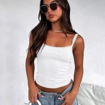 Летние пикантные облегающие топы на бретелях Spicy Girl для женщин, мода 2024, повседневная однотонная рубашка на бретельках Y2k, укороченный топ для женщин 30631 S орион