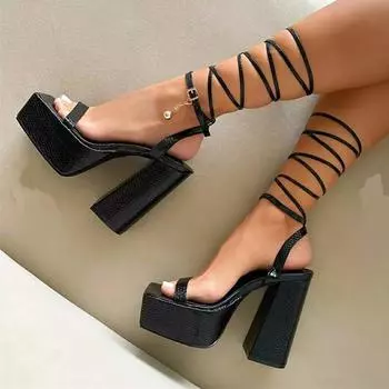Летние пикантные сандалии со змеиным принтом на толстой подошве и открытым носком на платформе, массивные сандалии на платформе с пряжкой и ремешком, женские вечерние туфли на высоком каблуке с ремешками 35 белый