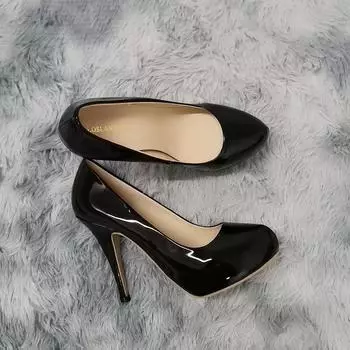 Летние пикантные женские босоножки на высоком каблуке с открытым носком, туфли-лодочки с открытым носком, свадебные туфли на платформе, туфли на шпильке 35 чёрный