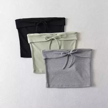 Летние пикантные женские топы-трубы, однотонные тонкие топы без рукавов с открытыми плечами, повседневные майки, элегантный женский жилет без бретелек S чёрный