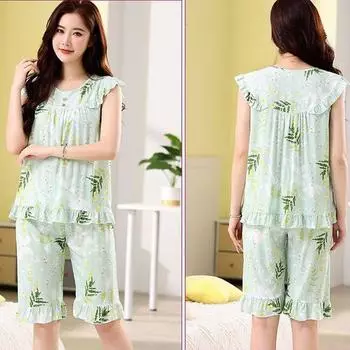 Летние пижамы, женский костюм, тонкий жилет без рукавов, шорты, домашняя одежда, которую можно носить снаружи L