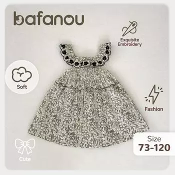 Летние платья без рукавов для детей 0-5 лет с цветочным принтом, детская одежда из хлопка, нарядные платья для маленьких девочек, bafanou 68054 73cm(6-12M)
