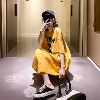 Летние платья больших размеров, женские длинные свободные платья с открытой спиной и коротким рукавом, футболка для беременных S чёрный