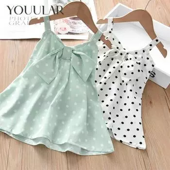 Летние платья для девочек, новинка 2023 года, детские юбки-слинги, летние модели, платья-жилеты для маленьких девочек 80