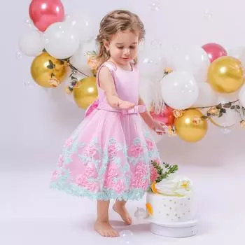 Летние платья для маленьких девочек, праздничное платье на день рождения, кружевное платье принцессы с цветочным узором для новорожденных, свадебное платье для маленьких девочек 70 розовый