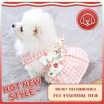 Летние платья для собак с поводком, одежда для домашних собак, галстук-бабочка, платье с бюстом на спине, одежда для щенков, милый модный наряд, предмет для домашних животных L розовый