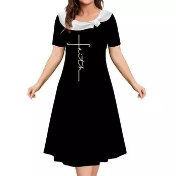 Летние платья для женщин 3D Лоскутные принты Клетчатая одежда Clash Of Colors Вечернее платье Простой короткий рукав Пуловер А-силуэт Юбка S