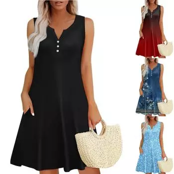 Летние платья для женщин Пляжные накидки Без бретелек Бохо Цветочный принт Сарафан L тёмно-синий