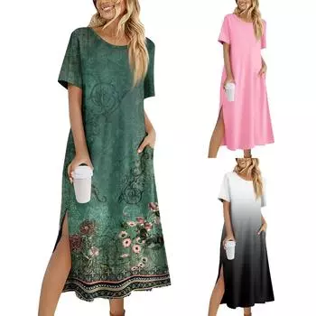 Летние платья для женщин Пляжные накидки Без бретелек Бохо Цветочный принт Сарафан S