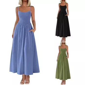 Летние платья для женщин Пляжные накидки Без бретелек Бохо Цветочный принт Сарафан M