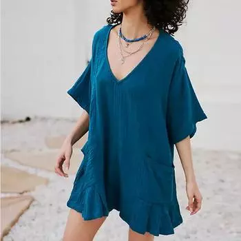 Летние платья для женщин, повседневное короткое свободное пляжное женское платье с принтом L