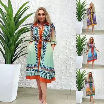 Летние платья с цветочным принтом, новые женские модные свободные платья с короткими рукавами и v-образным вырезом, винтажное женское платье больших размеров 4XL зелёный