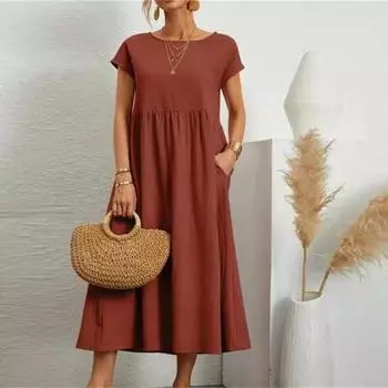 Летние платья Женские платья Женские платья из хлопка и льна S светло-зеленый