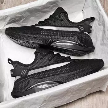 Летние плетеные мужские кроссовки для прямой трансляции с низким верхом на шнуровке, легкие полые дышащие кроссовки, сверхлегкие спортивные кроссовки для бега, мужские кроссовки для бега на открытом воздухе 39 чёрный