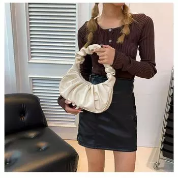 Летние плиссированные сумки на ручках для женщин, сумки-облака из искусственной кожи, сумка для отдыха подмышками, сумки на плечо для покупок, женская сумка с клецками зелёный