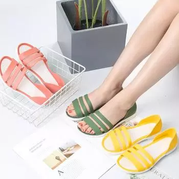 Летние плоские сандалии и тапочки Пляжная обувь для моря Повседневные женские тапочки на плоской подошве 40 белый