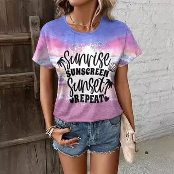 Летние пляжные футболки с принтом 3D, женская уличная одежда, повседневная мода 2000 года, футболки с коротким рукавом, футболки больших размеров, топы, одежда XS