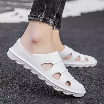 Летние пляжные мужские сандалии Doudou 2025 года, трендовая простая модная повседневная обувь больших размеров, обувь для вождения 39