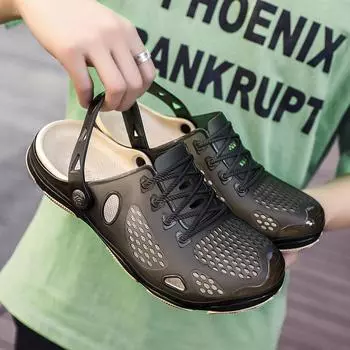 Летние пляжные мужские сандалии из желе, верхняя одежда для путешествий, отдыха на море, болотная обувь на платформе, нескользящая обувь с отверстиями 40 синий