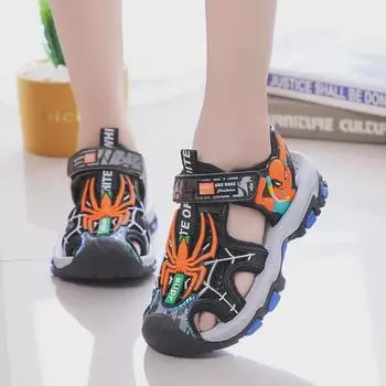 Летние пляжные сандалии для мальчиков Spider-Man 2024 года – мягкие, нескользящие, дизайн Baotou для детей 36 красный