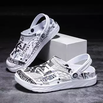 Летние пляжные сандалии, модные повседневные тапочки для пары, дышащая нескользящая уличная садовая обувь 40 белый