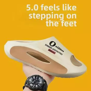 Летние пляжные шлепанцы с толстой подошвой и противоскользящим покрытием для пар, сандалии для занятий спортом на открытом воздухе 44/45 чёрный/зелёный