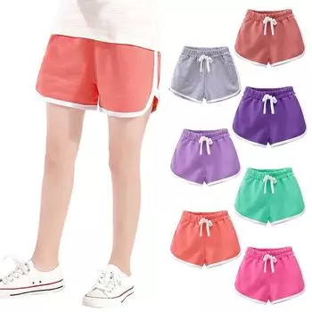 Летние пляжные шорты для детей 1–8 лет, повседневные шорты с эластичной резинкой на талии и шнурком 100