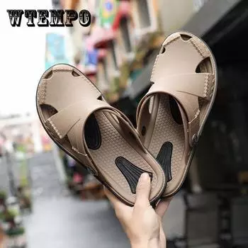 Летние пляжные тапочки, уличные домашние туфли с отверстиями, нескользящие тапочки для ванной комнаты с толстой подошвой 44 шифер серый