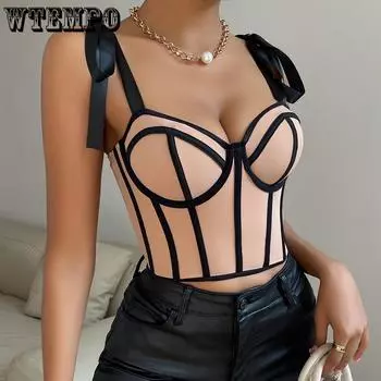 Летние подтяжки для девочек в европейском и американском стиле, дизайн, сексуальный, пряный, ленточный галстук для девочек, жилет на подтяжках из рыбьей кости S абрикосовый